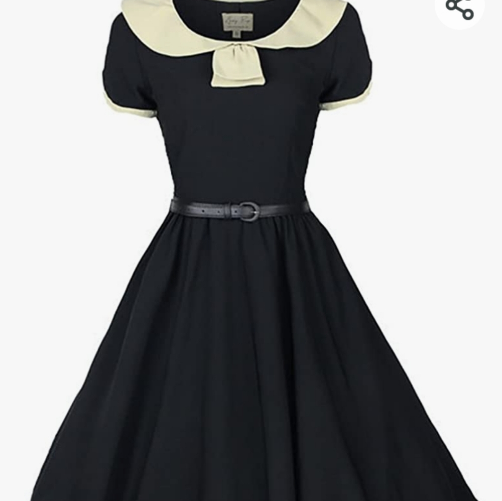 1950s Odette Lindy Bop Collared Swing Party Dress